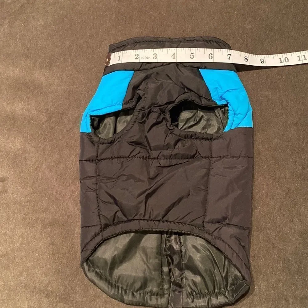 Dog Coat Black & Blue ZipUp No Pull Design D-Rings to attach Leash Size L NEW